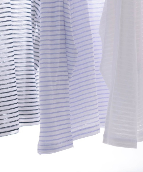 soulberry(ソウルベリー)の「夏の、長袖ボーダーカットソー(Tシャツ/カットソー・レディース・パープル系/ブラック系/ホワイト系・4L/3L/LL/L/M/5L)」の16枚目の写真