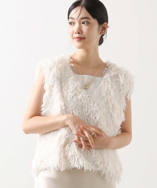 Gready Brilliant（グレディブリリアン）の「ラメシャギージャガードベスト（シャツ/ブラウス・レディース・アイボリー/ブラック・38）」の22枚目の写真