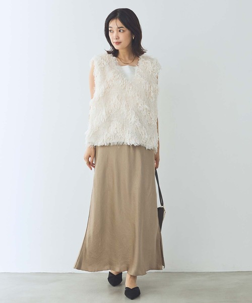 Gready Brilliant（グレディブリリアン）の「ラメシャギージャガードベスト（シャツ/ブラウス・レディース・アイボリー/ブラック・38）」の3枚目の写真