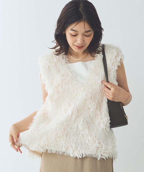 Gready Brilliant（グレディブリリアン）の「ラメシャギージャガードベスト（シャツ/ブラウス・レディース・アイボリー/ブラック・38）」の7枚目の写真