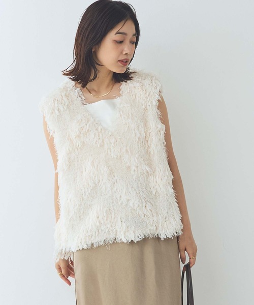 Gready Brilliant（グレディブリリアン）の「ラメシャギージャガードベスト（シャツ/ブラウス・レディース・アイボリー/ブラック・38）」の10枚目の写真