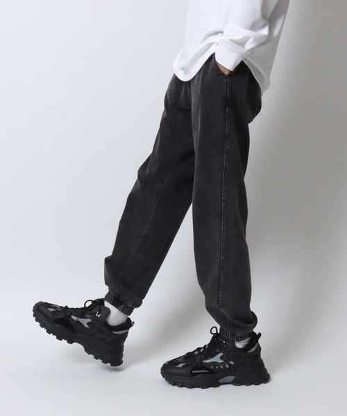 ANPAS(アンパス)の「Vintage Design Chemical Denim Easy Pants/セットアップ対応 ケミカル加工 カットデニム ストレッチイージーパンツ ボトムス スウェットパンツ メンズ レディース(スウェットパンツ・メンズ・ブルー/ブラック・LL/M/L)」の1枚目の写真