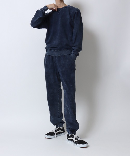 ANPAS(アンパス)の「Vintage Design Chemical Denim Easy Pants/セットアップ対応 ケミカル加工 カットデニム ストレッチイージーパンツ ボトムス スウェットパンツ メンズ レディース(スウェットパンツ・メンズ・ブルー/ブラック・LL/M/L)」の11枚目の写真