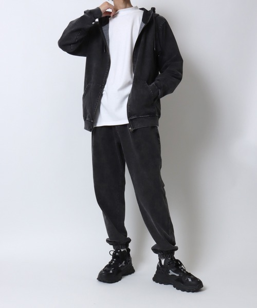 ANPAS(アンパス)の「Vintage Design Chemical Denim Easy Pants/セットアップ対応 ケミカル加工 カットデニム ストレッチイージーパンツ ボトムス スウェットパンツ メンズ レディース(スウェットパンツ・メンズ・ブルー/ブラック・LL/M/L)」の12枚目の写真