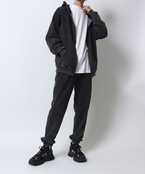 ANPAS(アンパス)の「Vintage Design Chemical Denim Easy Pants/セットアップ対応 ケミカル加工 カットデニム ストレッチイージーパンツ ボトムス スウェットパンツ メンズ レディース(スウェットパンツ・メンズ・ブルー/ブラック・LL/M/L)」の15枚目の写真