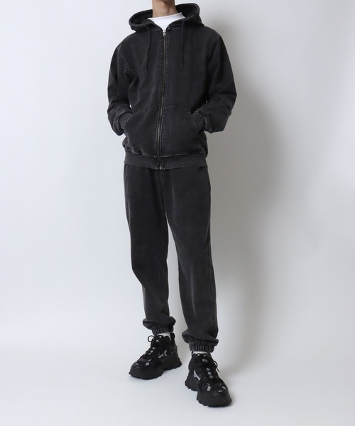 ANPAS(アンパス)の「Vintage Design Chemical Denim Easy Pants/セットアップ対応 ケミカル加工 カットデニム ストレッチイージーパンツ ボトムス スウェットパンツ メンズ レディース(スウェットパンツ・メンズ・ブルー/ブラック・LL/M/L)」の6枚目の写真