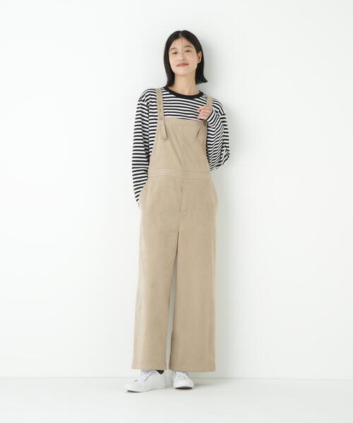 human woman（ヒューマンウーマン）の「◆ストレッチフェイクスエードオーバーオール（サロペット/オーバーオール・レディース・ブラウン/ベージュ・MEDIUM）」の14枚目の写真