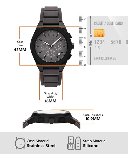 ARMANI EXCHANGE(アルマーニエクスチェンジ)の「アルマーニ・エクスチェンジ 腕時計 メンズ アナログ シリコン AX4191(アナログ腕時計・メンズ・グレー・FREE)」の6枚目の写真