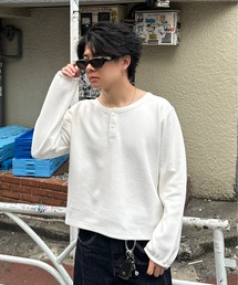 ADAMASTE | waffle henry neck t-shirt - ワッフルヘンリーネックT【短丈】(Tシャツ/カットソー)