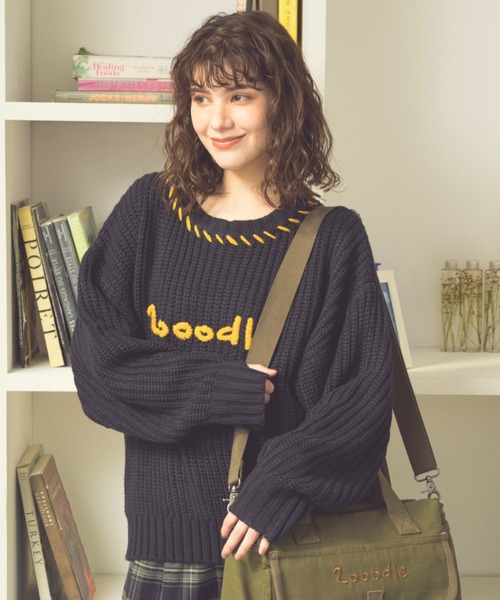 Zooodle(ズードル)の「Stitch Logo knit - ステッチロゴニット -(ニット/セーター・メンズ・ネイビー/ブラウン・LARGE/MEDIUM)」の18枚目の写真