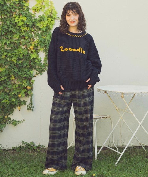 Zooodle(ズードル)の「Stitch Logo knit - ステッチロゴニット -(ニット/セーター・メンズ・ネイビー/ブラウン・LARGE/MEDIUM)」の6枚目の写真