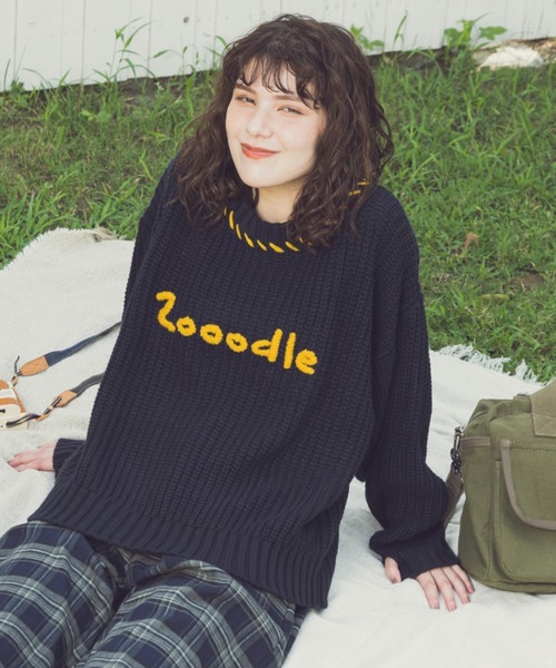 Zooodle(ズードル)の「Stitch Logo knit - ステッチロゴニット -(ニット/セーター・メンズ・ネイビー/ブラウン・LARGE/MEDIUM)」の8枚目の写真