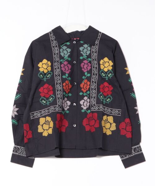 チャイハネ(チャイハネ)の「【チャイハネ】グルイム刺繍シャツ(シャツ/ブラウス・レディース・ホワイト/ブラック・FREE)」の2枚目の写真