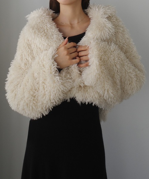 セール】プードルファーショートコート（中綿無し）[高身長サイズMT/低