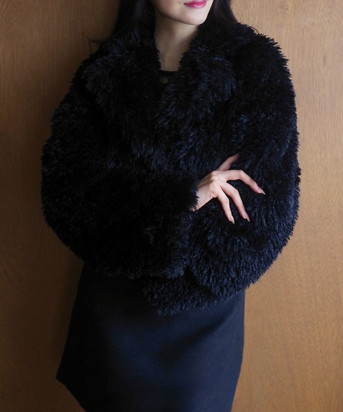 セール】プードルファーショートコート（中綿無し）[高身長サイズMT/低