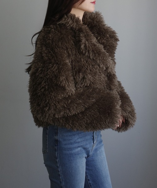 セール】プードルファーショートコート（中綿無し）[高身長サイズMT/低