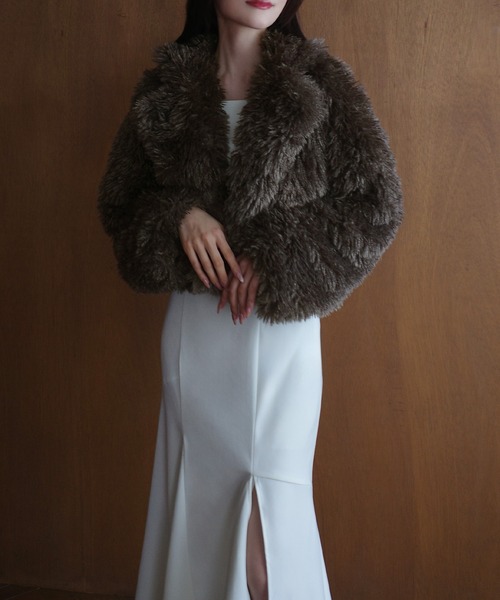 プードルファーショートコート（中綿無し）[高身長サイズMT/低身長