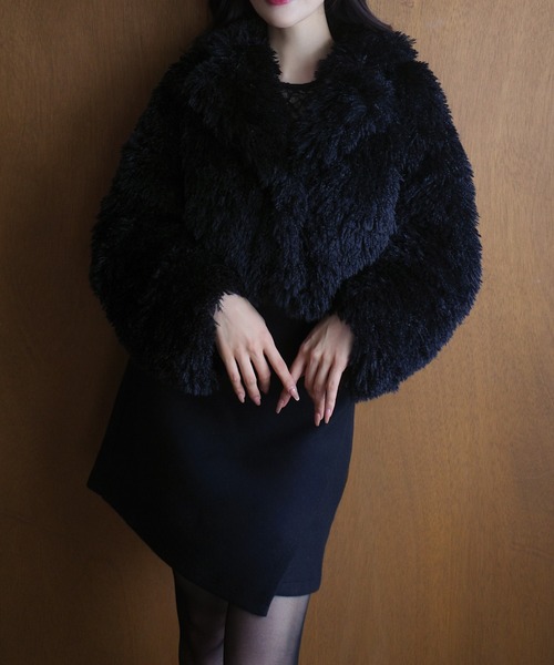 セール】プードルファーショートコート（中綿無し）[高身長サイズMT/低