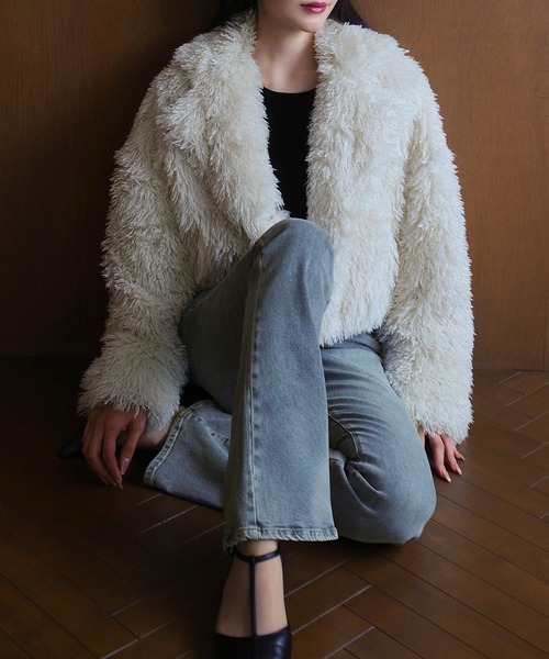 セール】プードルファーショートコート（中綿無し）[高身長サイズMT/低