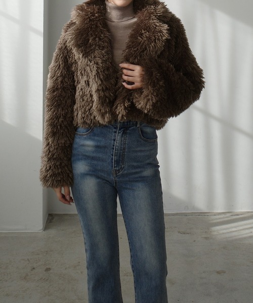 Louere（ルエレ）の「プードルファーショートコート（中綿無し）[高身長サイズMT/低身長サイズS有り]（その他アウター・レディース・モカ/ブラック/アイボリー・MT/LARGE/MEDIUM/SMALL）」の6枚目の写真