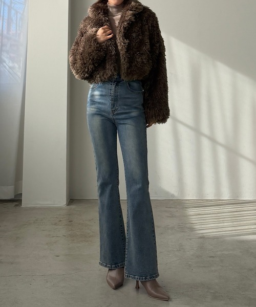 Louere（ルエレ）の「プードルファーショートコート（中綿無し）[高身長サイズMT/低身長サイズS有り]（その他アウター・レディース・モカ/ブラック/アイボリー・MT/LARGE/MEDIUM/SMALL）」の8枚目の写真