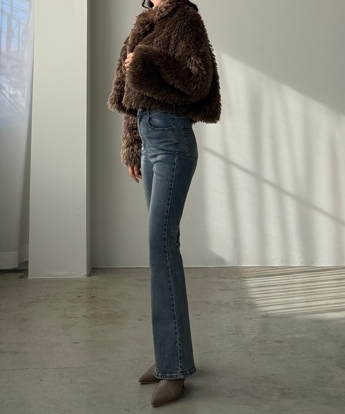 Louere（ルエレ）の「プードルファーショートコート（中綿無し）[高身長サイズMT/低身長サイズS有り]（その他アウター・レディース・モカ/ブラック/アイボリー・MT/LARGE/MEDIUM/SMALL）」の9枚目の写真