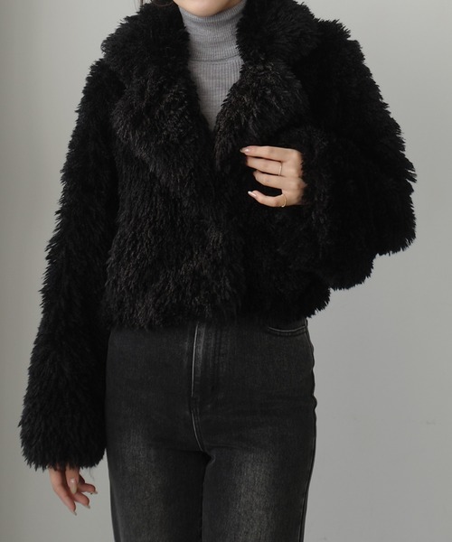 Louere（ルエレ）の「プードルファーショートコート（中綿無し）[高身長サイズMT/低身長サイズS有り]（その他アウター・レディース・モカ/ブラック/アイボリー・MT/LARGE/MEDIUM/SMALL）」の10枚目の写真