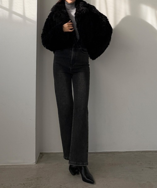 Louere（ルエレ）の「プードルファーショートコート（中綿無し）[高身長サイズMT/低身長サイズS有り]（その他アウター・レディース・モカ/ブラック/アイボリー・MT/LARGE/MEDIUM/SMALL）」の15枚目の写真