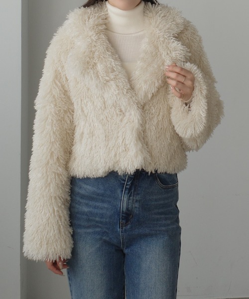 Louere（ルエレ）の「プードルファーショートコート（中綿無し）[高身長サイズMT/低身長サイズS有り]（その他アウター・レディース・モカ/ブラック/アイボリー・MT/LARGE/MEDIUM/SMALL）」の16枚目の写真