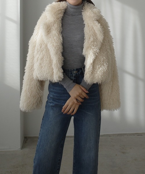 セール】プードルファーショートコート（中綿無し）[高身長サイズMT/低