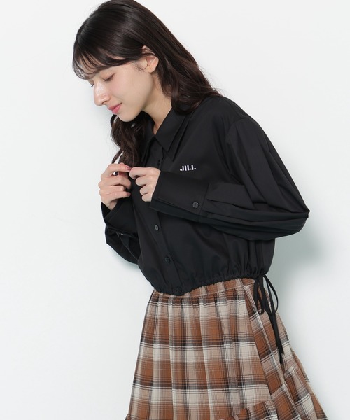 JILL by JILL STUART(ジルバイジルスチュアート)の「◇サイドリボンダブルカラーシャツ(シャツ/ブラウス・レディース・ブラック/ホワイト/グレー系その他・FREE)」の6枚目の写真