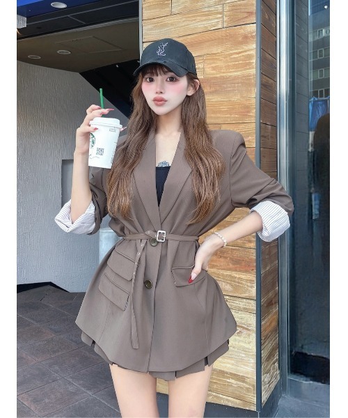 セール】アシメポケットテーラードジャケット（テーラードジャケット