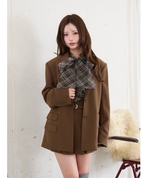 新品未使用 Darich アシメポケットテーラードジャケット ブラウン ダーリッチ Darich アシメポケットテーラードジャケット