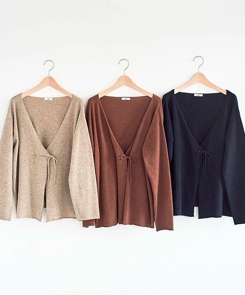 HAU(ハウ)の「カシュクールニットlamb(カーディガン/ボレロ・レディース・ベージュ/ネイビー/ブラウン・MEDIUM)」の5枚目の写真