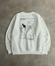 【KANGOL/カンゴール】別注 裏起毛 ガールイラスト バックプリント クルーネック スウェット 長袖 トレーナー