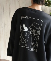 【KANGOL/カンゴール】別注 裏起毛 ガールイラスト バックプリント クルーネック スウェット 長袖 トレーナー