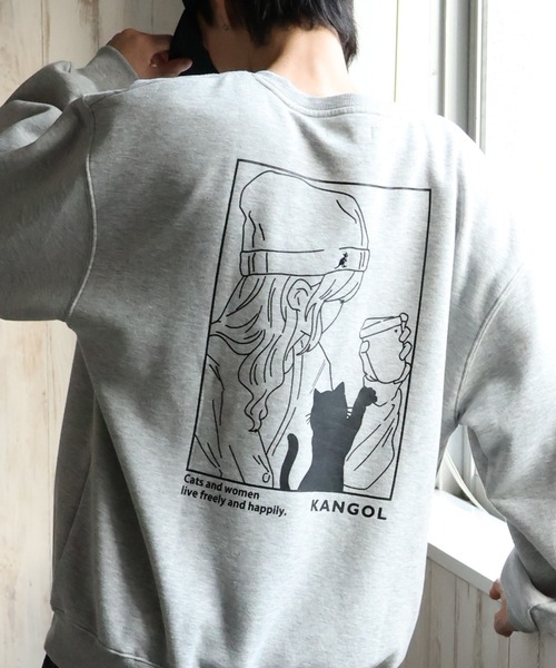 KANGOL(カンゴール)の「【KANGOL/カンゴール】別注 裏起毛 ガールイラスト バックプリント クルーネック スウェット 長袖 トレーナー(スウェット・メンズ・ブラック/ホワイト/ブルー系その他/ネイビー/グレー系その他2/ブラウン系その他/ブラウン/ホワイト系その他/杢グレー/ブラック系その他/アッシュグレー/グレー系その他・M/XL/L)」の6枚目の写真