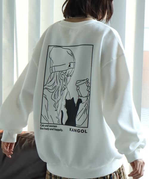 KANGOL(カンゴール)の「【KANGOL/カンゴール】別注 裏起毛 ガールイラスト バックプリント クルーネック スウェット 長袖 トレーナー(スウェット・メンズ・ブラック/ホワイト/ブルー系その他/ネイビー/グレー系その他2/ブラウン系その他/ブラウン/ホワイト系その他/杢グレー/ブラック系その他/アッシュグレー/グレー系その他・M/XL/L)」の1枚目の写真