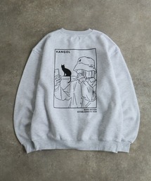 【KANGOL/カンゴール】別注 裏起毛 ガールイラスト バックプリント クルーネック スウェット 長袖 トレーナー