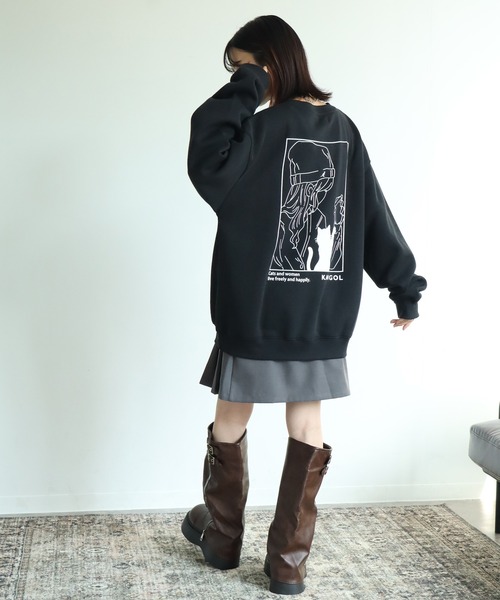 KANGOL(カンゴール)の「【KANGOL/カンゴール】別注 裏起毛 ガールイラスト バックプリント クルーネック スウェット 長袖 トレーナー(スウェット・メンズ・ブラック/ホワイト/ブルー系その他/ネイビー/グレー系その他2/ブラウン系その他/ブラウン/ホワイト系その他/杢グレー/ブラック系その他/アッシュグレー/グレー系その他・M/XL/L)」の18枚目の写真