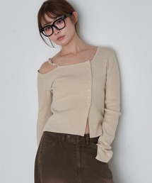 RAY CASSIN | ワンショル前あきリブニット(ニット/セーター)