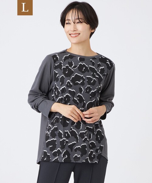 EVEX by KRIZIA(エヴェックスバイクリツィア)の「【L】【ウォッシャブル】ジオメトリックパンサーカットソー(Tシャツ/カットソー・レディース・グリーン系その他4/ブラック/ライトブルー・46/44)」の2枚目の写真