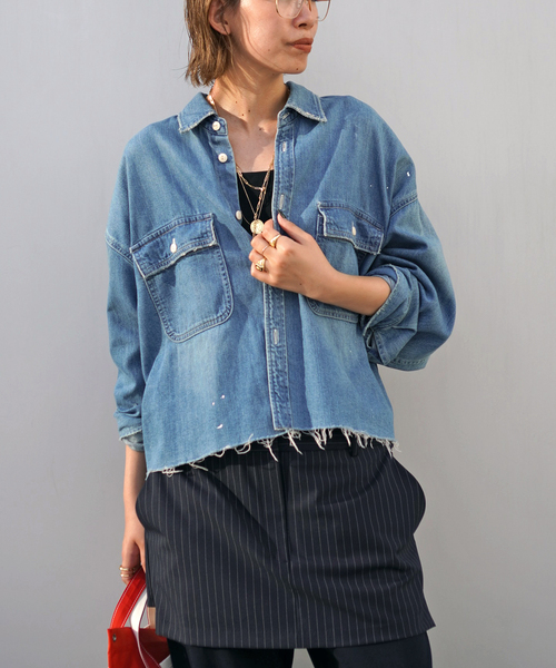Johnbull デニムクロップドシャツ Mサイズ JOHNBULL/ジョンブル】デニムクロップドシャツ（シャツ/ブラウス