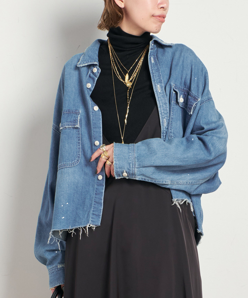 JOHNBULL/ジョンブル】デニムクロップドシャツ（シャツ/ブラウス