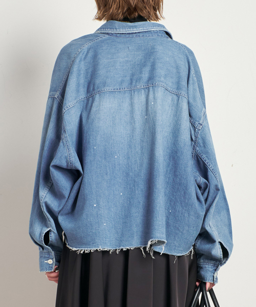 JOHNBULL/ジョンブル】デニムクロップドシャツ（シャツ/ブラウス
