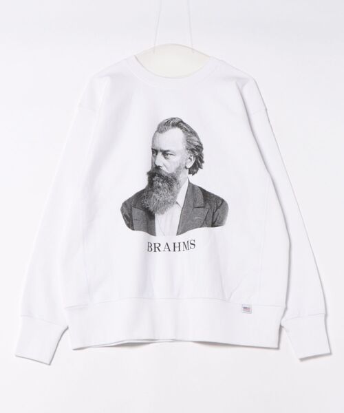HOUSTON(ヒューストン)の「HOUSTON / PRINT U.S.COTTON R/V SWEAT・・eethoven/Brahms・・/ 22319 / 22321(スウェット・レディース・ホワイト/グレー系その他/グレー/ホワイト系その他・X-LARGE/LARGE)」の2枚目の写真