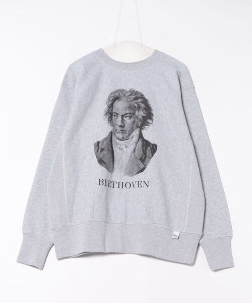 HOUSTON(ヒューストン)の「HOUSTON / PRINT U.S.COTTON R/V SWEAT・・eethoven/Brahms・・/ 22319 / 22321(スウェット・レディース・ホワイト/グレー系その他/グレー/ホワイト系その他・X-LARGE/LARGE)」の3枚目の写真