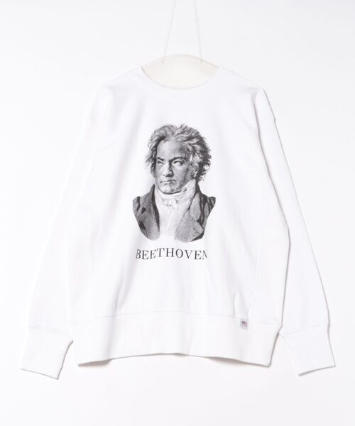 HOUSTON(ヒューストン)の「HOUSTON / PRINT U.S.COTTON R/V SWEAT・・eethoven/Brahms・・/ 22319 / 22321(スウェット・レディース・ホワイト/グレー系その他/グレー/ホワイト系その他・X-LARGE/LARGE)」の1枚目の写真