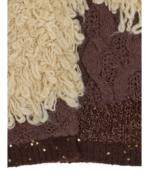 Ameri（アメリ）の「UND MIX YARN PATCHWORK KNIT CARDIGAN