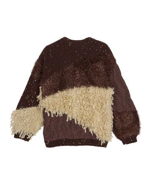 Ameri（アメリ）の「UND MIX YARN PATCHWORK KNIT CARDIGAN